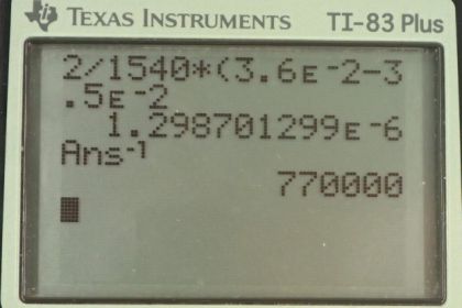 OpenStax College Physics, Chapter 17, Problem 79 (PE) calculator screenshot 1