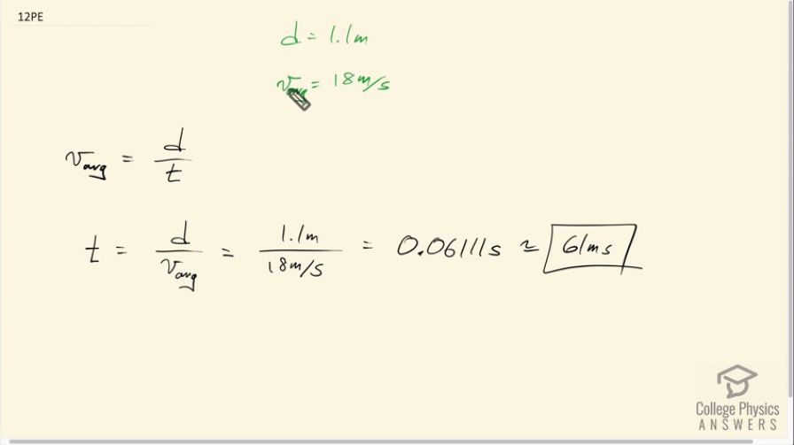 OpenStax College Physics, Chapter 2, Problem 12 (PE) video thumbnail