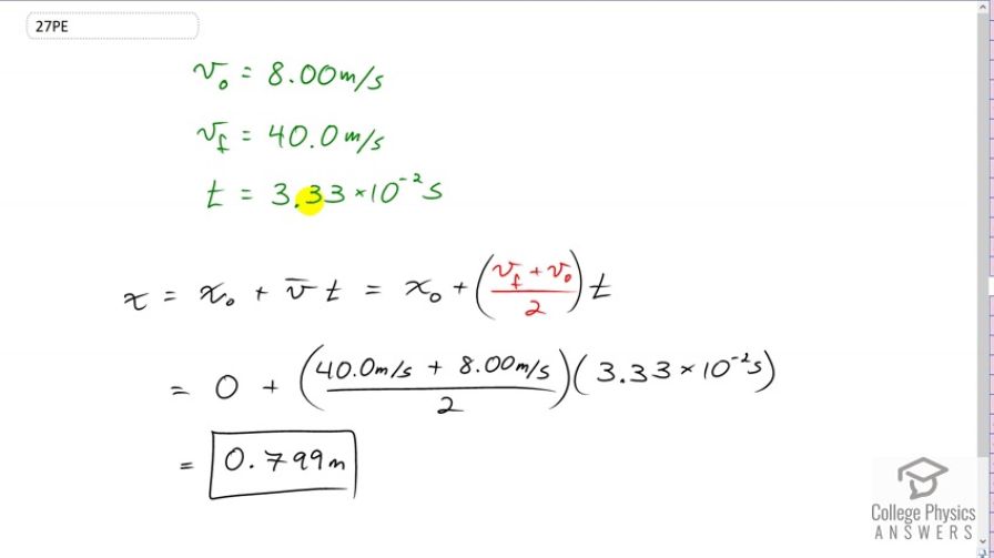 OpenStax College Physics, Chapter 2, Problem 27 (PE) video thumbnail