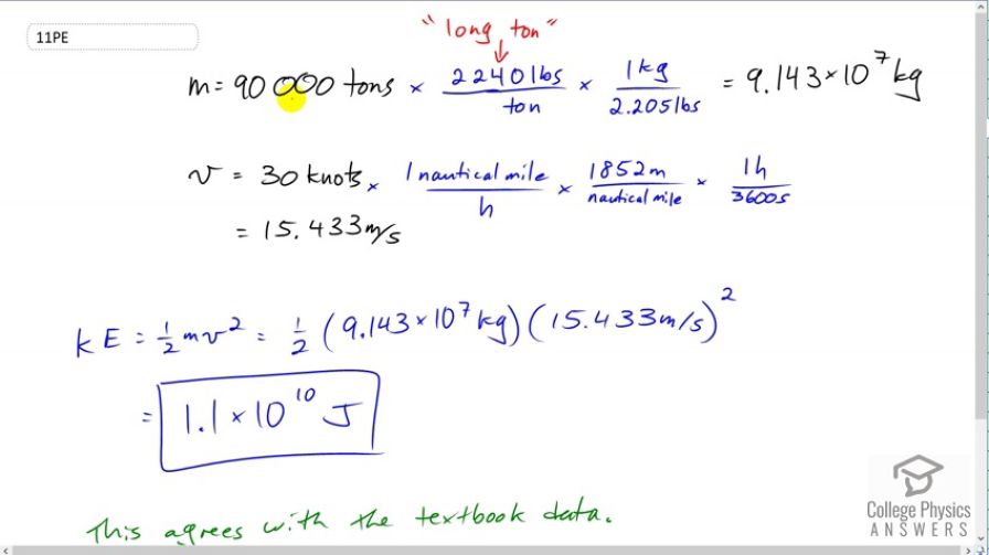 OpenStax College Physics, Chapter 7, Problem 11 (PE) video thumbnail