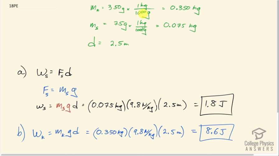 OpenStax College Physics, Chapter 7, Problem 18 (PE) video thumbnail