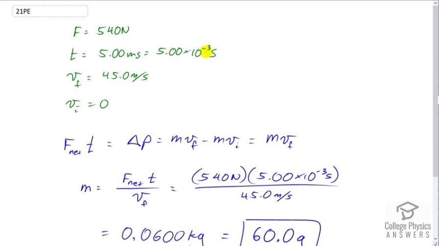 OpenStax College Physics, Chapter 8, Problem 21 (PE) video thumbnail