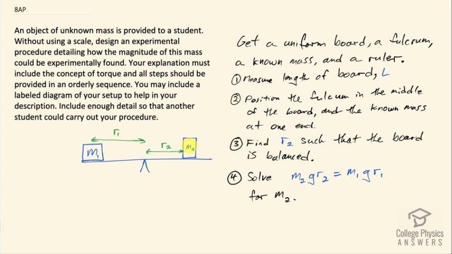 OpenStax College Physics, Chapter 9, Problem 8 (AP) video thumbnail